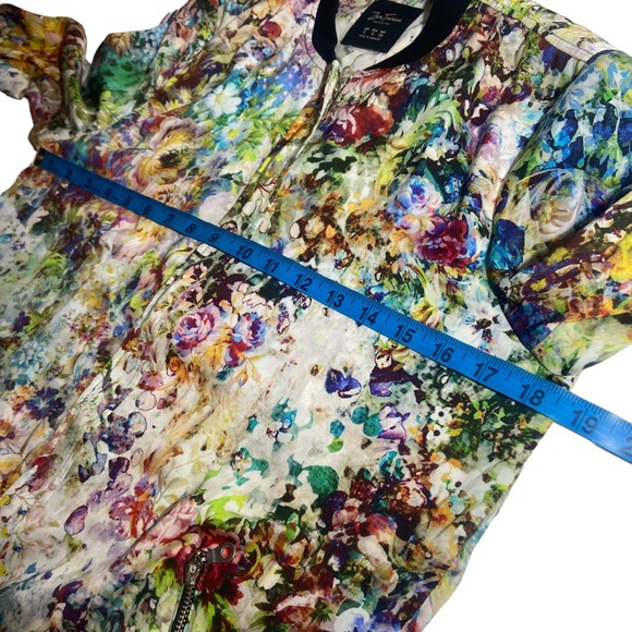 Zara Trafaluc Lightweight Bomber Jacket Size S Small Multicolored Floral Print - Picture 12 of 14